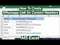 How to Create Whatsapp Link For Contacts in Excel | Add Whatsapp Link For Contact Numbers in Excel