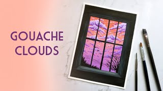 Gouache Clouds Painting | How to Paint Clouds Using Gouache