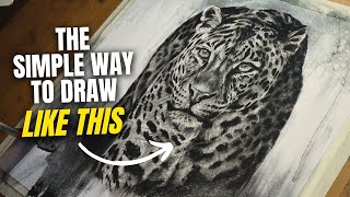 DRAWING TIMELAPSE | Charcoal Leopard| How to Draw with Charcoal