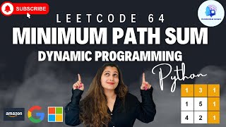🏆Leetcode64. Minimum Path Sum - Medium - Python - Dynamic Programming #amazon #google #microsoft🔥