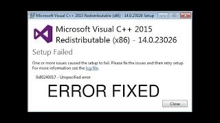 حل مشكلة فشل تسطيب برنامج ( Microsoft Visual C++ 2015 Redistributable Setup Failed error)