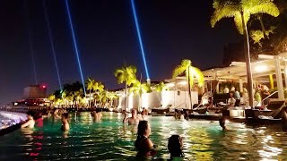【Nigh Pool】Marina Bay Sands Hotel, Singapore /【夜のプール】マリーナベイサンズホテル、シンガポール