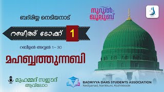 റബീഅ് ടോക് - 1 | മഹബ്ബത്തുനബി 🎤മുഹമ്മദ് സഈദ് ആവിലോറ | BADRIYYA NEDIYANAD