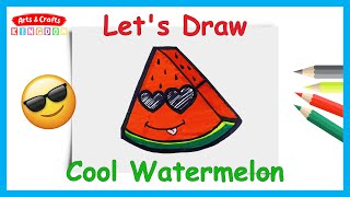 How to Draw a Cool Watermelon Cartoon: Step-by-Step Tutorial for Kids | Arts and Crafts Kingdom