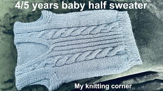 How to knit baby half sweater/Knit half sweater/ v neck half sweater for beginners