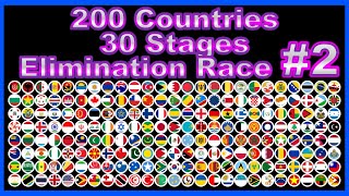 200 Countries 30 Stages Elimination marble Race #2  in Algodoo | Marble Factory