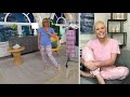 hanes step into spring v neck tee and jogger pant set on qvc