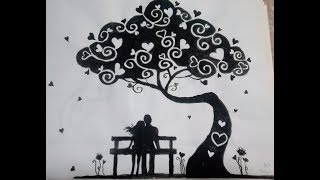 #beautiful love tree under couple painting#/ best use for interior wall painting// by ram vj..