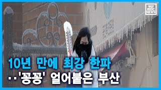 10년 만에 최강 한파.. '꽁꽁' 얼어붙은 부산 (2021-01-08,금/뉴스투데이/부산MBC)