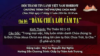 CHƯƠNG TRÌNH THỜ PHƯỢNG - SÁNG CHÚA NHẬT ngày 17 tháng 11 năm 2024