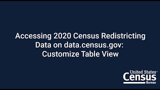 Accessing 2020 Census Redistricting Data on data.census.gov: Customizing Your Table View