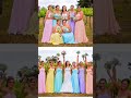 Mixing and matching bridesmaid dresses in different colors and styles #teambride #bridesmaiddresses