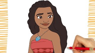 How To Draw MOANA I DISNEY PRINCESS I EASY