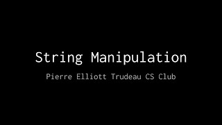 Java CP Lesson 2: String Manipulation