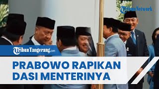 MOMEN HANGAT Prabowo Rapikan Dasi Menteri saat Tunggu Kedatangan PM Jepang, Teddy Sampai Tertawa