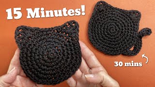 Crochet Cat Coasters - NO SEWING REQUIRED 🐈‍⬛ 🧡