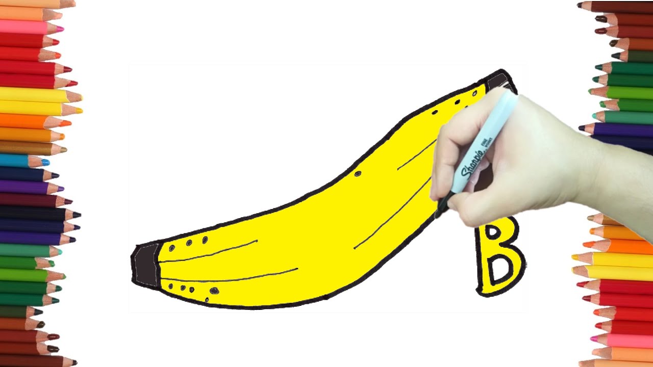 Como Dibujar UN BANANO - Dibujos Con La Letra B Paso A Paso Y Muy Fácil ...