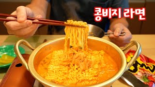 매운 라면과 환상 궁합 . noodle mukbang . bean curd ramyun