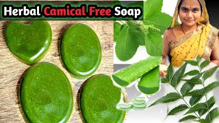 Camical Free Neem Aloevera Tulsi Herbal Soap, Handmade Neem Soap for Acne Treatment and writing Skin