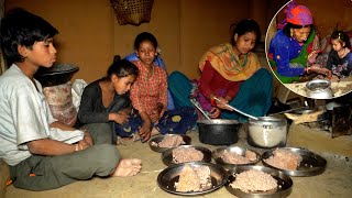 poor village family having rice with water soup || Dharme brother's family ||