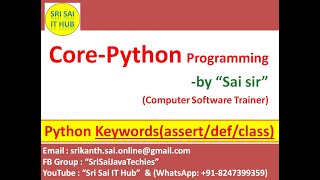 Python Keywords || Python assert keyword || Python def keyword || Python class keyword || #17