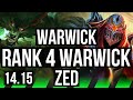 WARWICK vs ZED (JGL) | Rank 4 Warwick, 10/1/7, Legendary, 800+ games | JP Master | 14.15