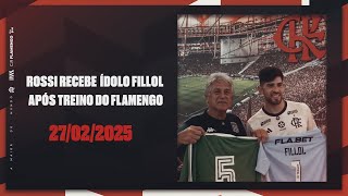 Rossi recebe ídolo Fillol após treino do Flamengo