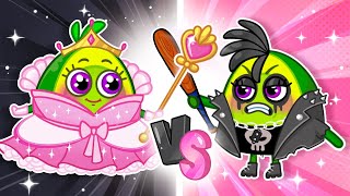 Pink vs Black Avocado Baby Challenge 💖🖤 Learn Colors for Kids 🌈|| Cartoon by Pit & Penny Stories ✨🥑