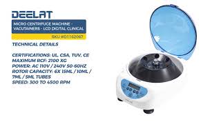 Micro Centrifuge Machine - 6x15ml/10ml/7ml/5ml - Vacutainers - LCD Digital Clinical