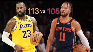 Lakers 113 - 105 Knicks NBA Results LeBron and Los Angeles Lakers Beat The Knicks (@LetVisitWorld)