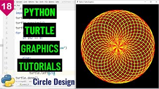 Draw Circle Design with Python Turtle | Python Turtle Graphics Tutorial#18 | python turtle projects