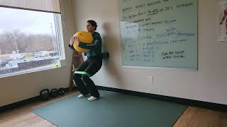 Foam Roller Wall Squat with Ball Hug