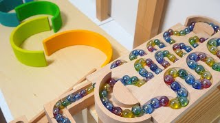 マーブルランレースASMR☆レインボーアーチとカタカタレールといつものHABAスロープ【AMSR best marble runs】