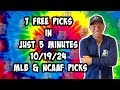 MLB, NCAAF Best Bets for Today Picks & Predictions Saturday 10/19/24 | 7 Picks in 5 Minutes