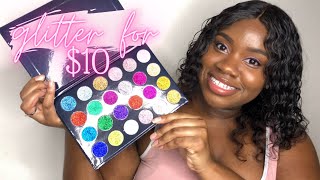 PRESSED GLITTER PALETTE for $10! | swatches + review | AMAZON MAKEUP✨