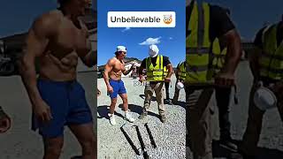 Construction worker vs bodybuilder. #bodybuilder #construction #barbending #challenge