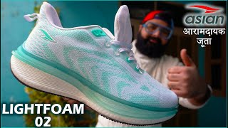 Asian LIghtfoam 02 Unboxing \u0026 Review | Asian Shoes Review | Asian Lightfoam 02 running shoes in 1444