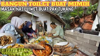 BANGUN TOILET BUAT MIMIH ARUL‼️Masak Nasi Liwet, Ikan Asin, Lalaban Pete Jengkol PEDO EUY