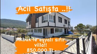 Satıldı -FİYAT DEĞİŞTİ 900.000TL !! AKBÜKTE PLAJA YAKIN SIFIR EŞYALI ACİL SATILIK BAHÇELİ VİLLA..