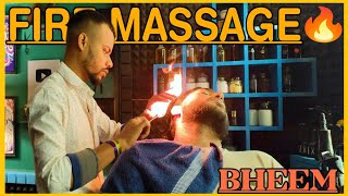 ASMR💈Fire 🔥 Head Massage Therapy and Unwanted Hair Removal by Indian Barber BHEEM💈#asmr