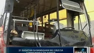 Saksi: 21 sugatan sa banggaan ng 2 bus sa Commonwealth Avenue