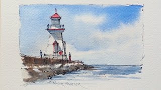 Draw and Paint a Lighthouse in Watercolor. Great for beginners using just 3 color.Peter Sheeler