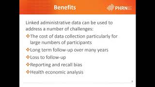PHRN Data Linkage webinar 1- Designing Clinical Trials using Linked Data