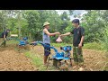 Land preparation and corn planting process. Dad came to visit and was happy to see Binh's progress