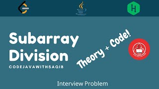 #SubarrayDivision Subarray Division | Java | Hacker Rank | Interview Problem | CodeJavaWithSaqib