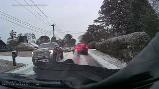 Man uses Shirt as Icy Roads Cause Chaos Near Atlanta