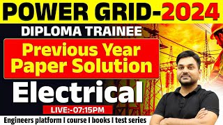 Power Grid Recruitment 2024 | PGCIL Electrical Previous Year Paper | FULL SOLUTION | #rajkamal_sir