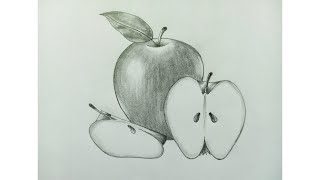 How to draw an apple for kids / Apple drawing pencil shading