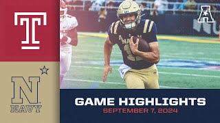 Game Highlights: Temple vs Navy (Sept. 7, 2024)