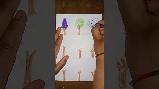 Drawing trees 🌲🌳🌴 in 9 different ways #shorts #youtubeshorts #shortsfeed